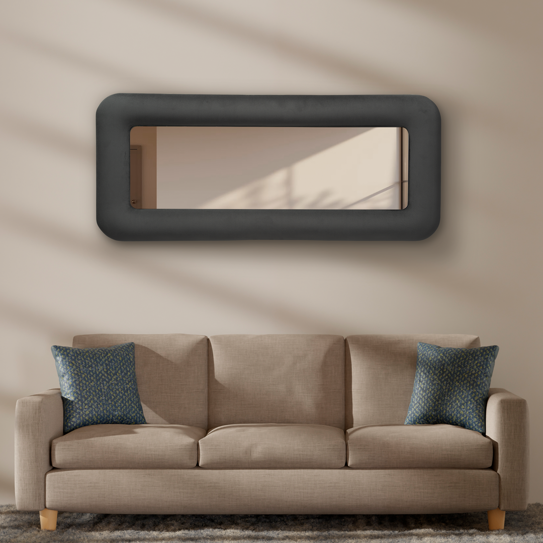 Asymmetrical Velvet Floor Mirror