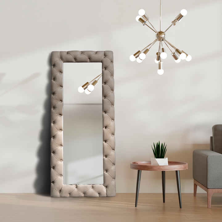 Asymmetrical Velvet Floor Mirror