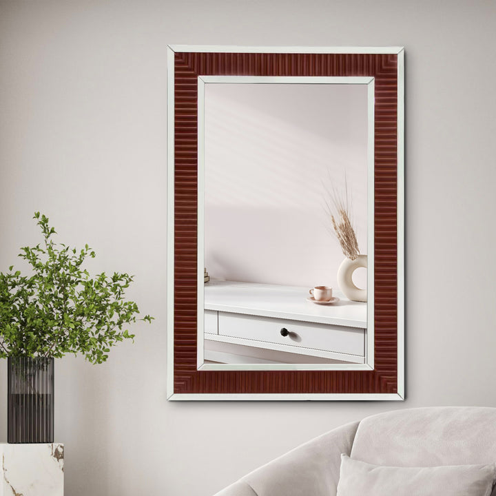 PESARO Solid Wood Wood Rectangular Accent Wall Mirror