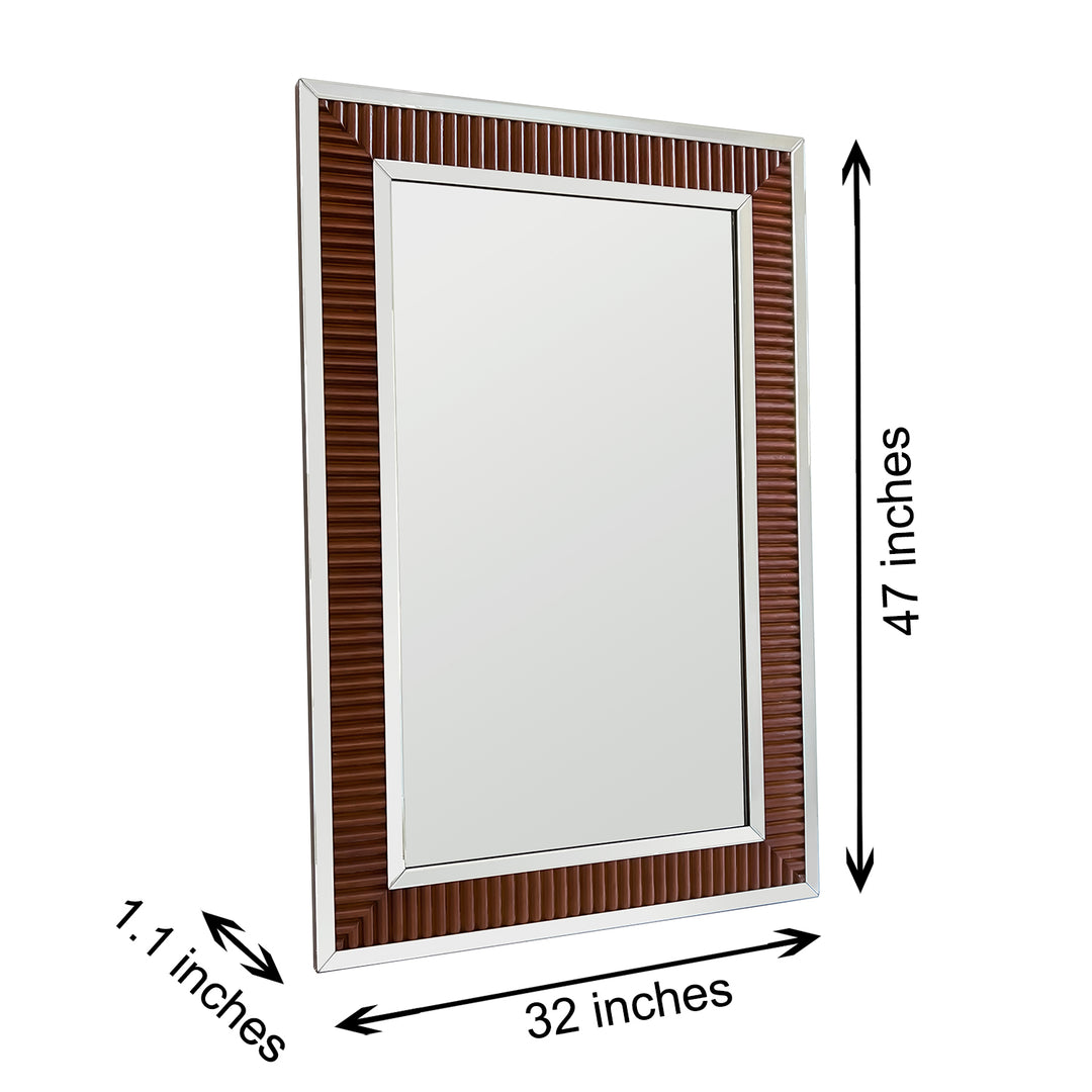 PESARO Solid Wood Wood Rectangular Accent Wall Mirror